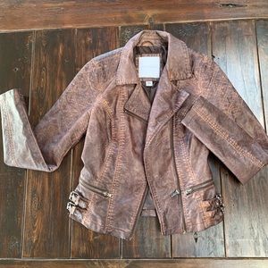 Women’s faux brown leather jacket